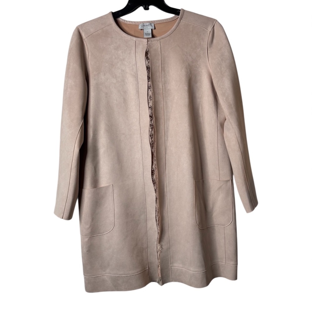 Carmen Marc Valvo Elegant Tan Cape Jacket